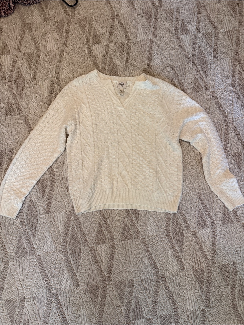 St. John's Bay Cream Cable-Knit V-Neck Sweater